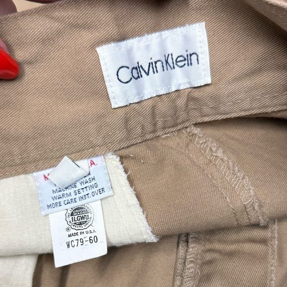 Vintage Calvin Klein Khaki High Waist Wide Leg Cargo Pants Late 70s Fits 28/29 - Picture 4 of 16